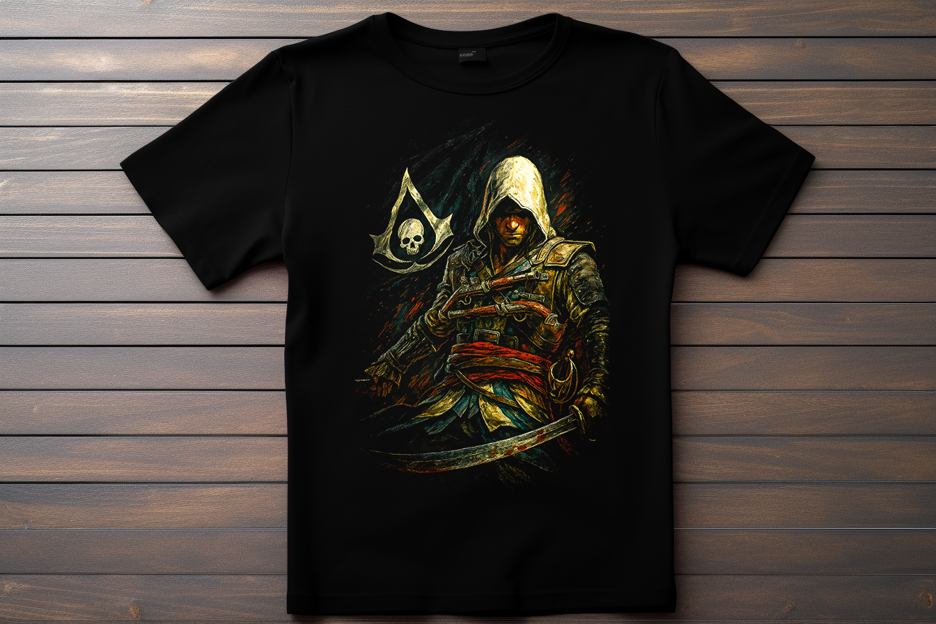 T-shirt Assasin's Creed Black Flag - Edward Kenway Kitsune Print Studio