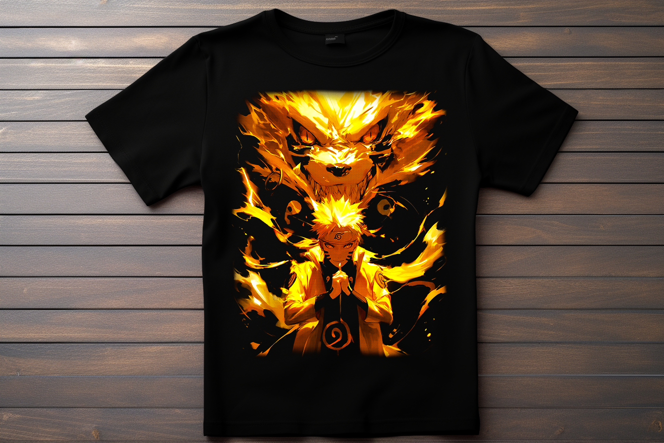 T-shirt Naruto - Naruto Uzumaki Kitsune Print Studio