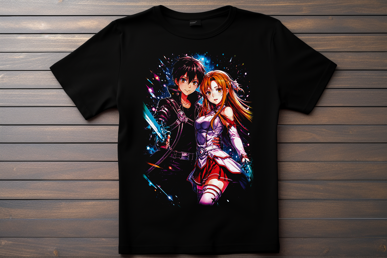 T-shirt Sword Art Online - Kirito et Asuna Kitsune Print Studio