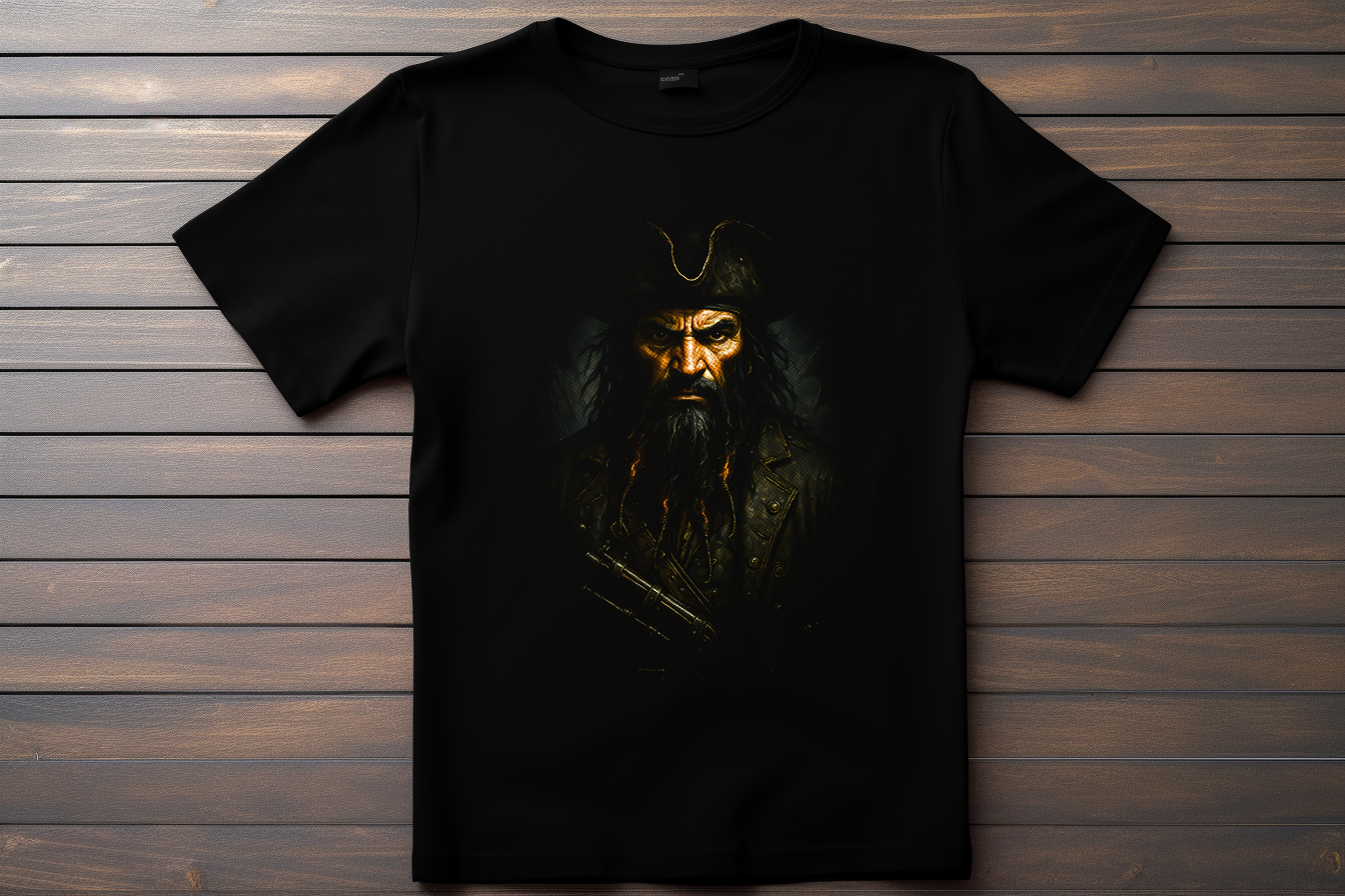 T-shirt Pirate Des Caraibes - Barbe Noir Kitsune Print Studio