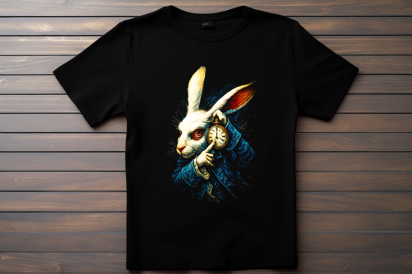 T-shirt Alice Au Pays Des Merveilles - Lapin Blanc Kitsune Print Studio