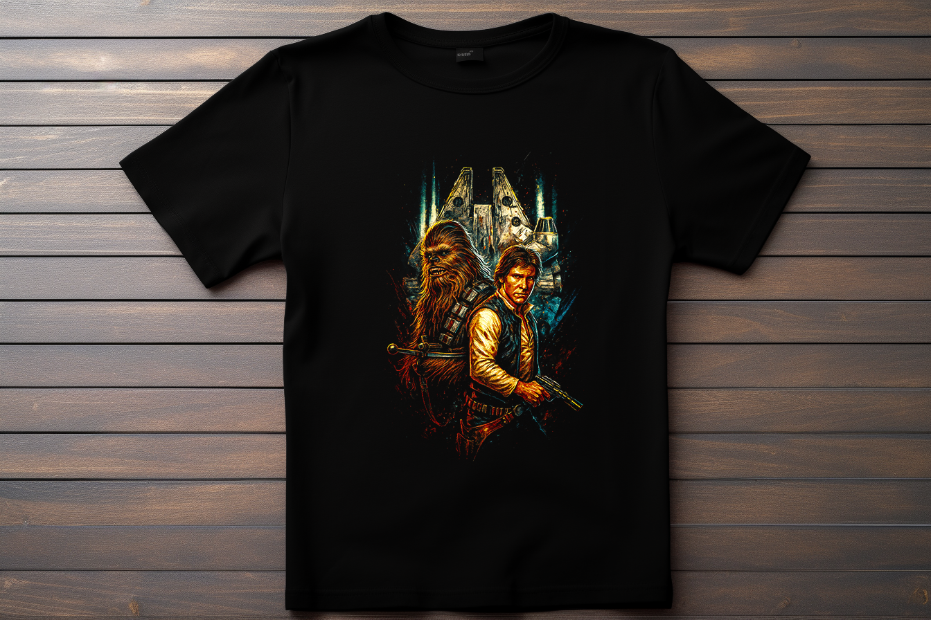 T-shirt Star Wars - Han Solo et Chewbacca Kitsune Print Studio