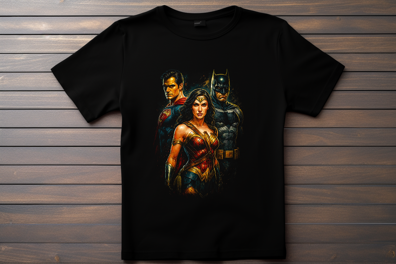 T-shirt Wonder Woman Batman et Superman Kitsune Print Studio