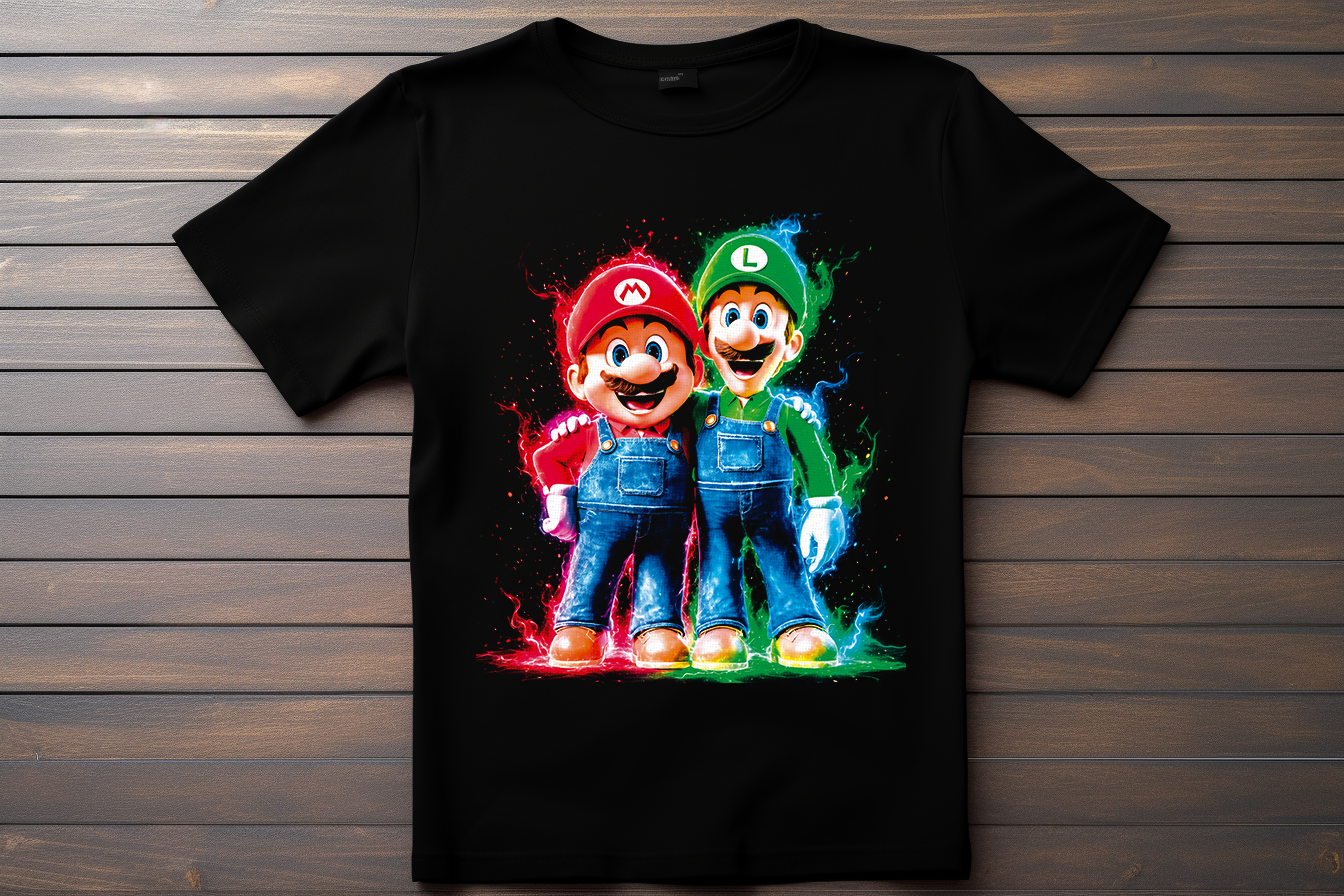 T-shirt Super Mario Bros - Mario et Luigi Kitsune Print Studio