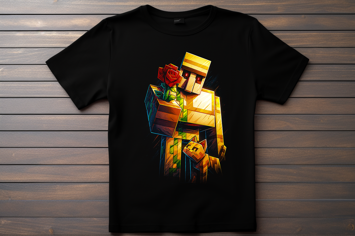 T-shirt Minecraft - Golem De Fer Kitsune Print Studio