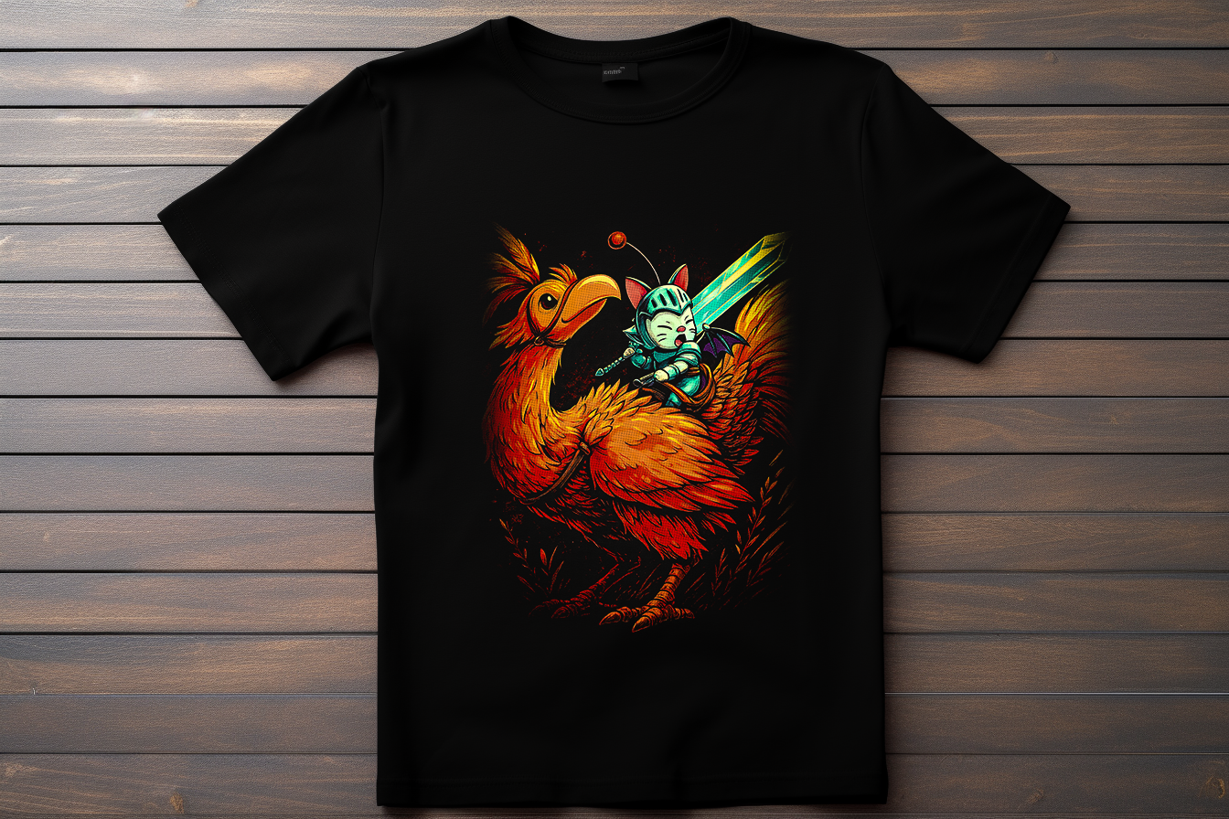 T-shirt Final Fantasy - Chocobo et Mog Kitsune Print Studio